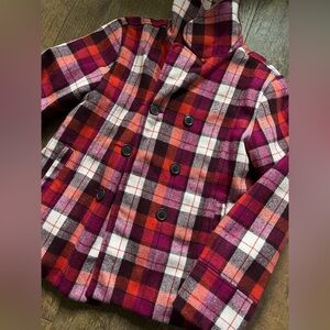 Old Navy plaid peacoat jacket girls size large‎